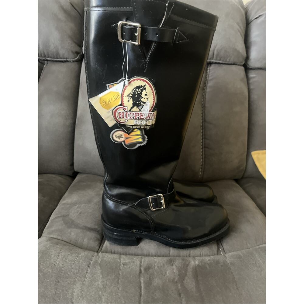 Chippewa Baden Trooper Made In USA 71418 Mens Black Motorcycle Boots 8.5D - Picture 7 of 16